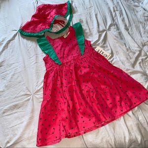 Watermelon dress with bucket hat